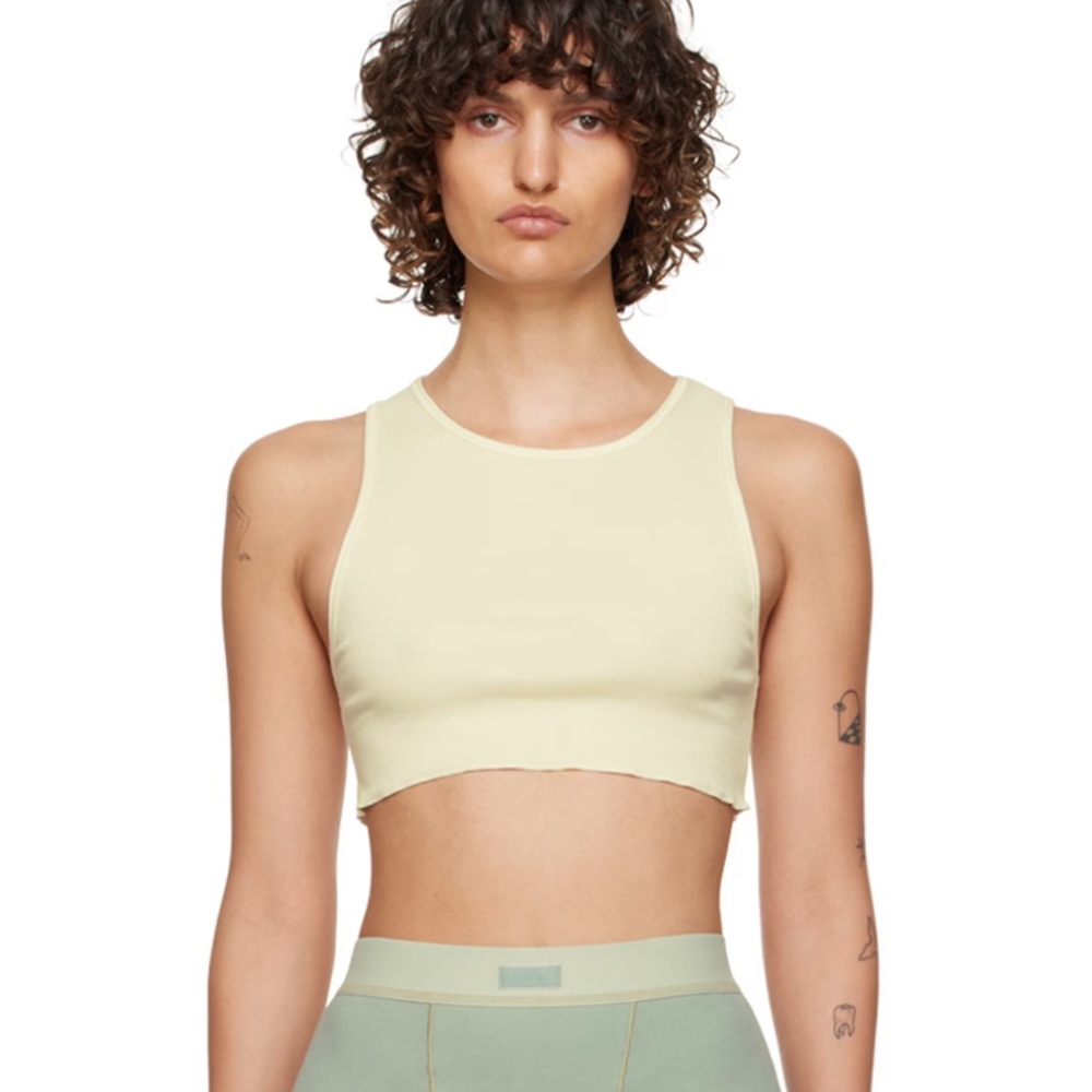 SKIMS Cream Super Crop Tank Sz S